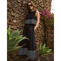RO&ZO Pure Cotton Contrast Stitch Maxi Skirt Black Mix