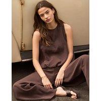 RO&ZO Modal Rich Bubble Hem Top Brown