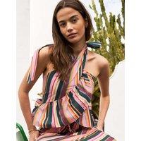 RO&ZO Pure Cotton Striped Halter Neck Wrap Top Multi