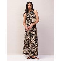 RO&ZO Jersey Zebra Print Midaxi Column Dress Black Mix
