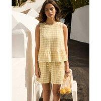 RO&ZO Cotton Rich Gingham Shorts Yellow Mix
