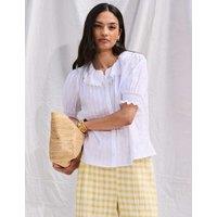 RO&ZO Cotton Rich Lace Trim Top White