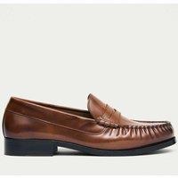 Alohas Leather Block Heel Loafers Brown