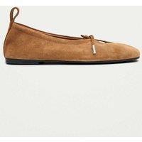 Alohas Suede Bow Flat Ballet Pumps Tan