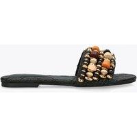 Steve Madden Beaded Flat Sandals Black Mix