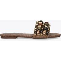 Steve Madden Beaded Flat Sandals Brown Mix