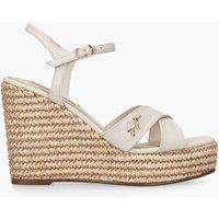 Steve Madden Leather Ankle Strap Wedge Sandals White