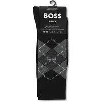 Boss 2 Pack Cotton Rich Argyle Gentle Grip Socks Black