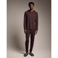 Boss Cotton Rich Waffle Hoodie Dark Brown