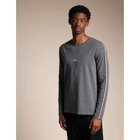 Boss Cotton Rich Crew Neck Long Sleeve T-Shirt Dark Grey