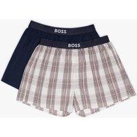 Boss 2 Pack Pure Cotton Striped & Plain Boxers White Mix