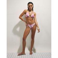 River Island Floral Padded Tie Detail Triangle Bikini Set Pink Mix