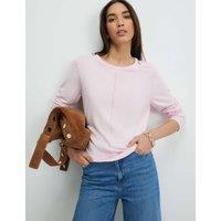 River Island Crew Neck Button Detail Knitted Top Pink