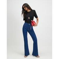 River Island Mid Rise Seam Detail Bootcut Jeans Bright Blue