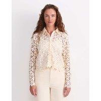 Sportscraft Floral Lace Button Through Relaxed Blouse Cream