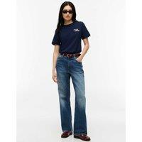 Tommy Hilfiger Pure Cotton Script Crew T-Shirt Dark Blue