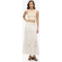 Superdry & Co Lace Detail Maxi Tiered Skirt White