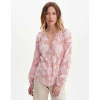Finery London Pure Cotton Embroidered Notch Neck Blouse Red Mix