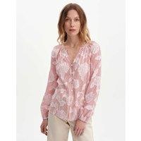 Finery London Pure Cotton Embroidered Notch Neck Blouse Red Mix