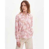 Finery London Pure Cotton Jacquard Embroidered Relaxed Shirt Red Mix