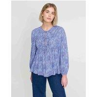 Finery London Paisley Tie Front Top Blue Mix