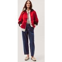 Monsoon Cotton Blend Gingham Collared Barn Jacket Red