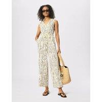 Whistles Printed Tie Detail Jumpsuit Ivory Mix