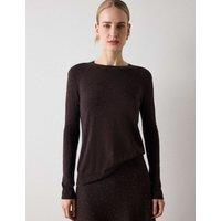 Whistles Sparkly Crew Neck T-Shirt Brown