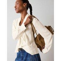 Whistles Crepe Tie Neck Button Through Blouse Ivory
