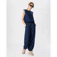 Whistles Denim Tie Hem Relaxed Balloon Trousers Denim