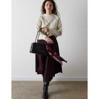 Whistles Wool Blend Pleated Midi A-Line Kilt Skirt Plum