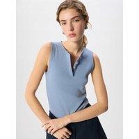 Whistles Henley Button Front Tank Pale Blue