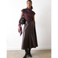 Whistles Satin Cowl Neck Blouse Burgundy