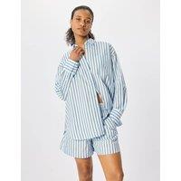 Whistles Cotton Rich Striped Oversized Shirt Blue Mix