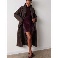 Whistles Pure Wool Funnel Neck Trench Coat Taupe