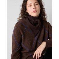 Whistles Pure Wool Contrast Diamond Knitted Top Brown Mix