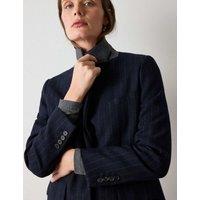Whistles Pinstripe Wool Blend Blazer Navy