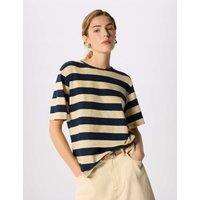 Whistles Pure Cotton Striped T-Shirt Navy Mix