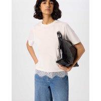 Whistles Pure Cotton Lace Detail T-Shirt Ivory