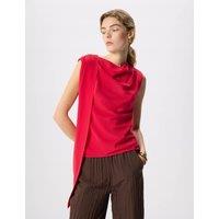 Whistles Cowl Neck Silk Drape Top Red