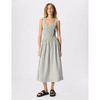 Whistles Seersucker Ruched Bodice Dress White Mix