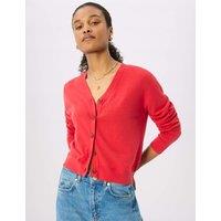 Whistles Pure Linen V-Neck Button Front Cardigan Red