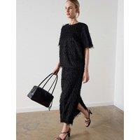 Whistles Tufted Column Midi Skirt Black