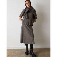 Whistles Pure Wool Midi Tiered Skirt Neutral