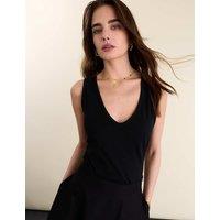 BAUKJEN Cotton Rich V-Neck Tank Top Black