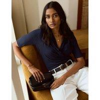 BAUKJEN Jersey V-Neck Wrap Top Navy