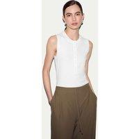 Jigsaw Cotton Rich Ribbed Button Detail Vest White