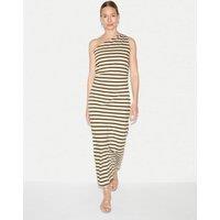 Jigsaw Pure Cotton One Shoulder Maxi Column Dress Khaki Mix