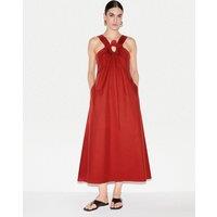 Jigsaw Cotton Rich Flower Detail Midaxi Dress Red