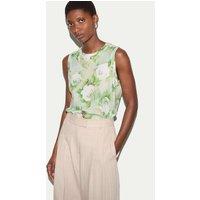 Jigsaw Pure Cotton Floral Vest Top Green Mix